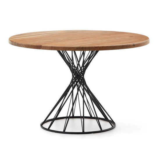 Masa dining maro/neagra din lemn 120 cm Niut Kave Home