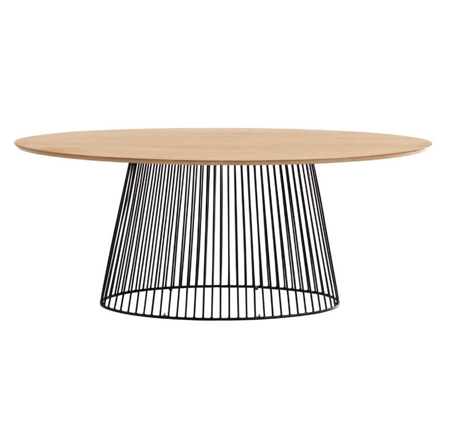 Masa dining maro/neagra din lemn si metal 110x200 cm Leska Kave Home