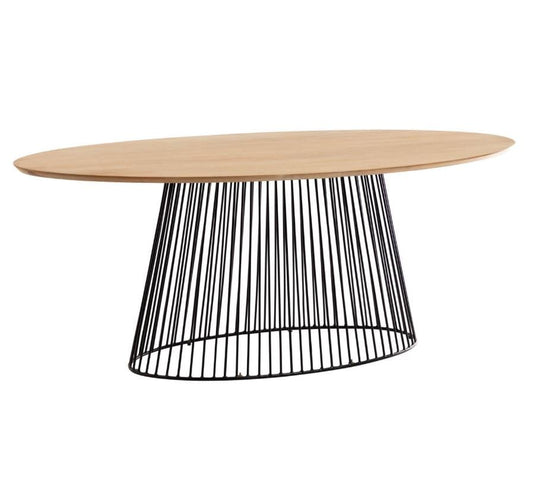 Masa dining maro/neagra din lemn si metal 110x200 cm Leska Kave Home