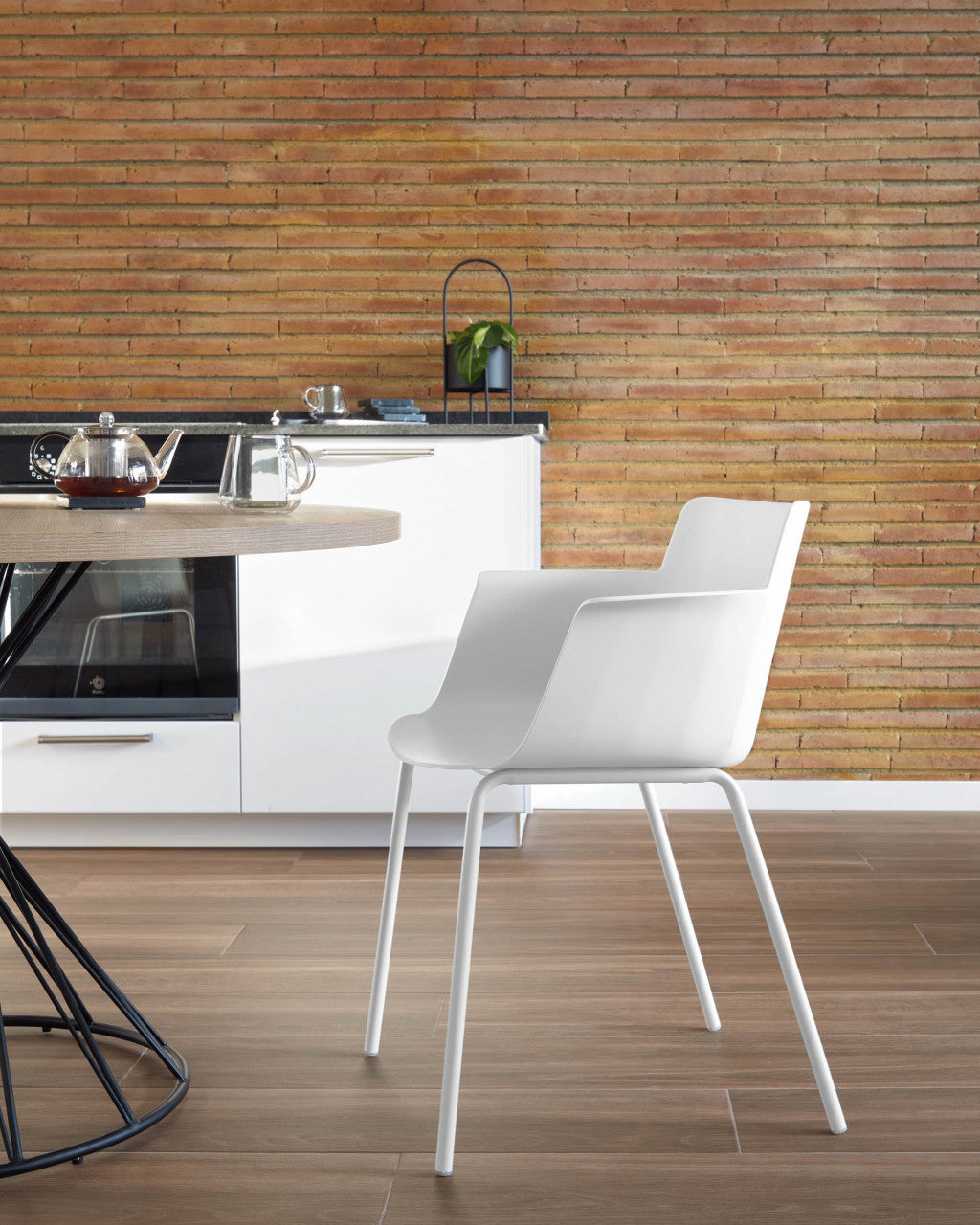 Masa dining maro/neagra din metal 120 cm Niut Kave Home