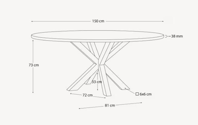 Masa dining maro/neagra din metal 150 cm Argo Kave Home