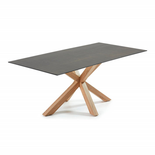 Masa dining maro/neagra din metal si ceramica 90x160 cm Argo Kave Home