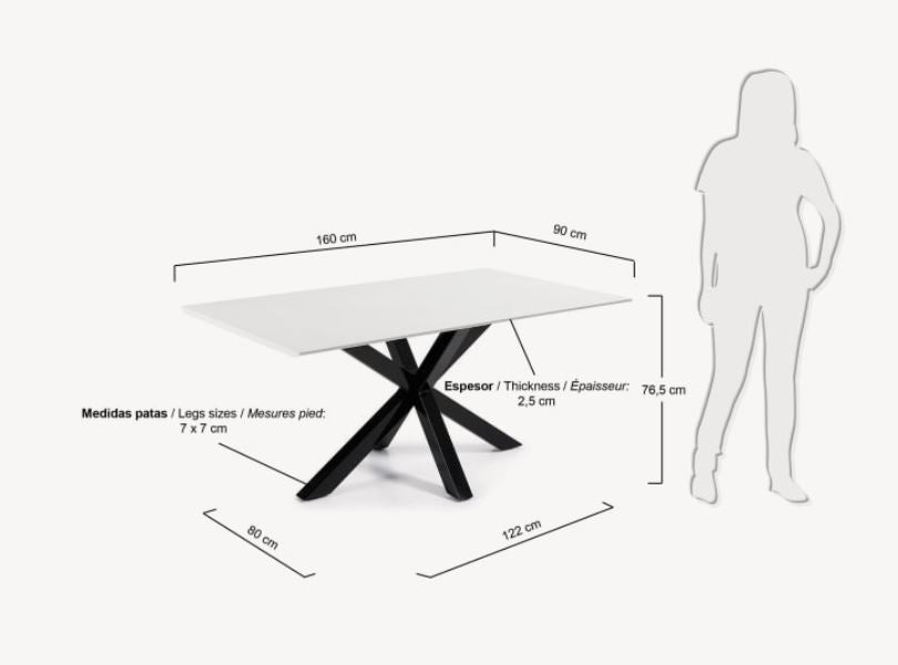 Masa dining neagra/alba din metal 100x160 cm Argo Kave Home