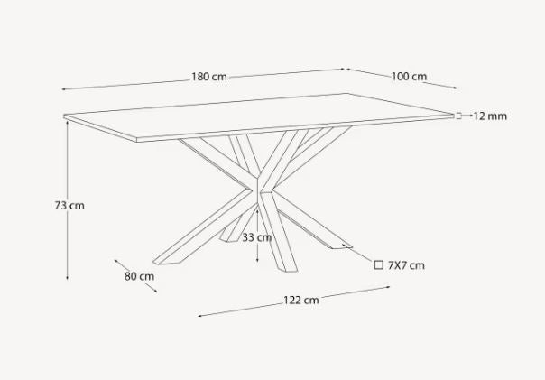 Masa dining neagra/alba din metal 180x200 cm Argo Kave Home