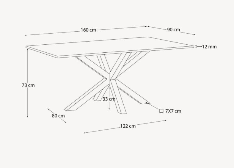 Masa dining neagra/alba din metal 90x160 cm Argo Kave Home