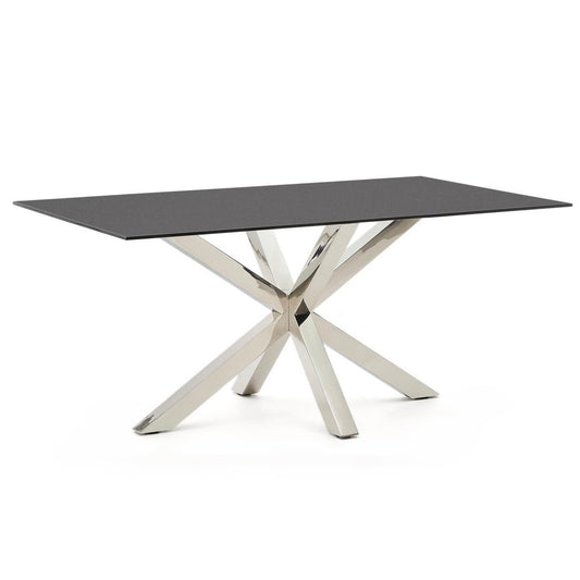 Masa dining neagra/argintie din metal 90x160 cm Argo Kave Home