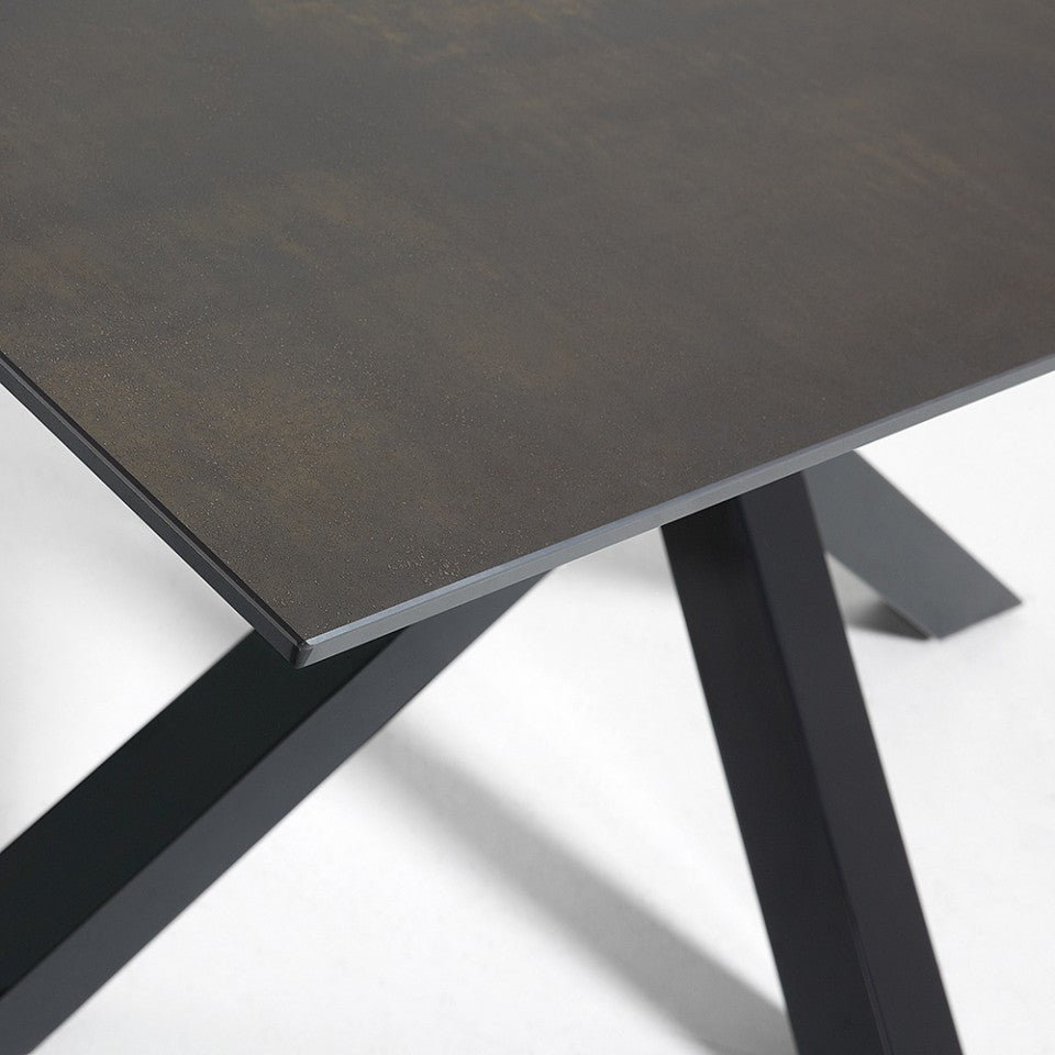 Masa dining neagra din metal 100x180 cm Argo Iron Moss Kave Home