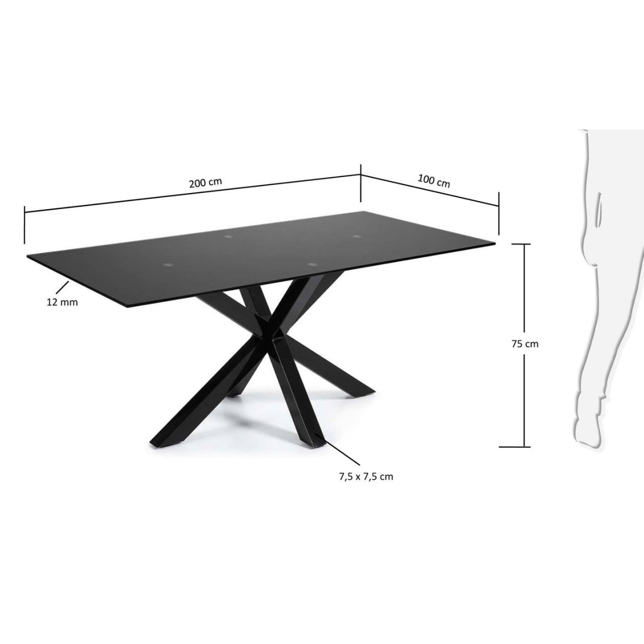 Masa dining neagra din metal 100x200 cm Argo Kave Home