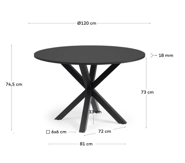 Masa dining neagra din metal 119 cm Argo Kave Home