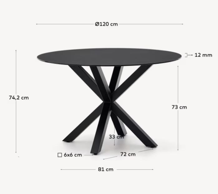 Masa dining neagra din metal 120 cm Argo Kave Home