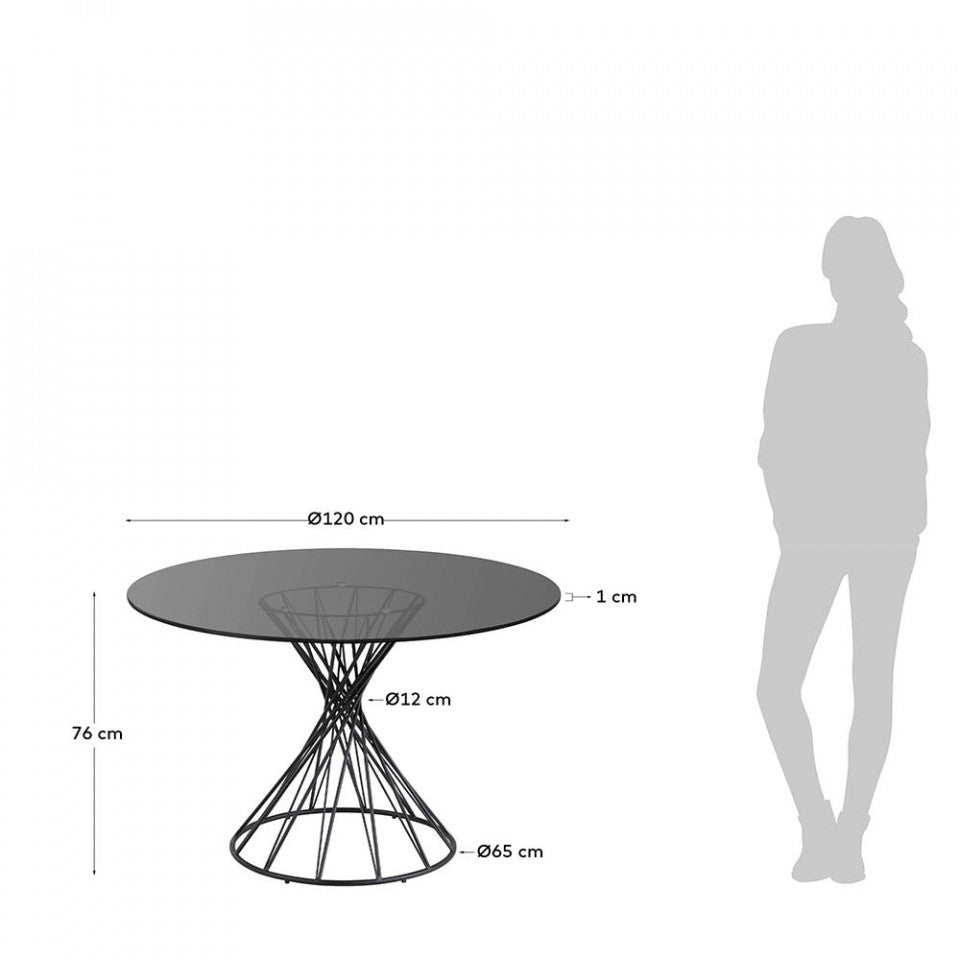 Masa dining neagra din metal 120 cm Niut Kave Home