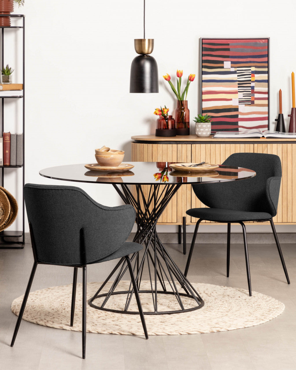 Masa dining neagra din metal 120 cm Niut Kave Home