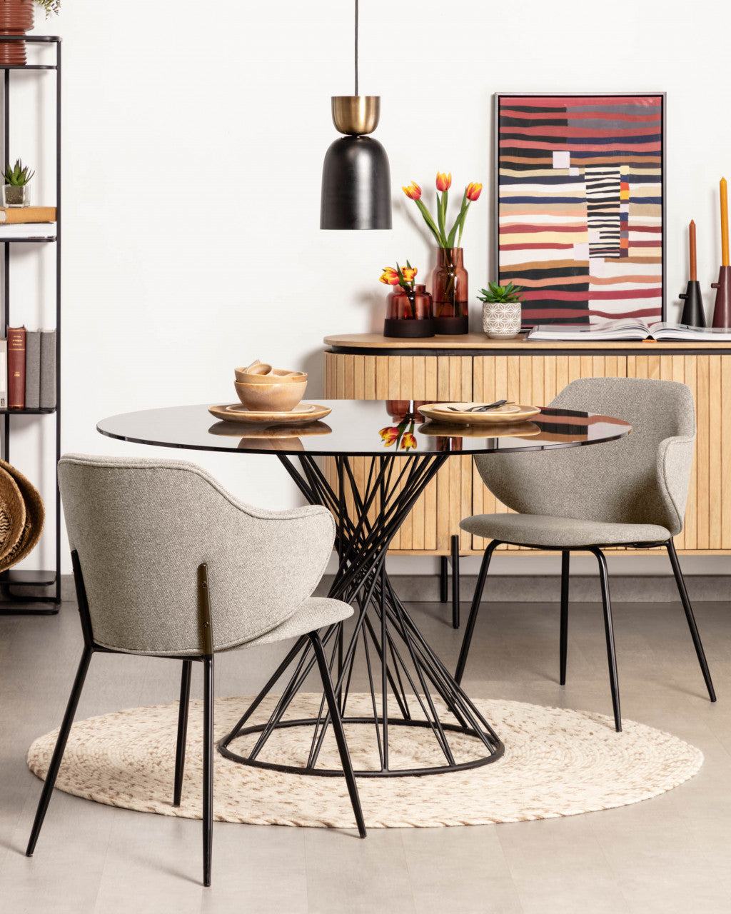 Masa dining neagra din metal 120 cm Niut Kave Home