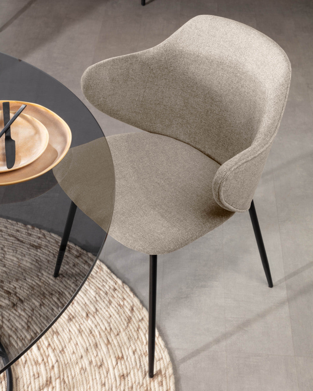 Masa dining neagra din metal 120 cm Niut Kave Home
