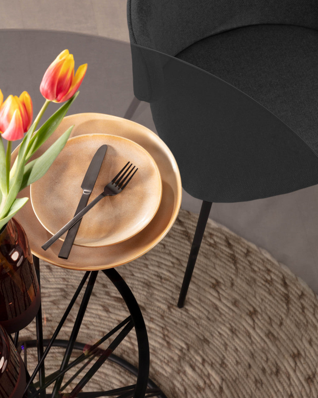 Masa dining neagra din metal 120 cm Niut Kave Home
