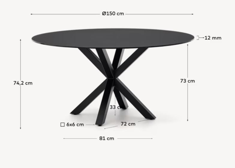 Masa dining neagra din metal 150 cm Argo Kave Home