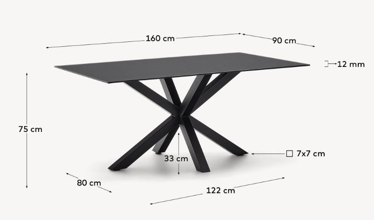 Masa dining neagra din metal 160x90 cm Argo Kave Home