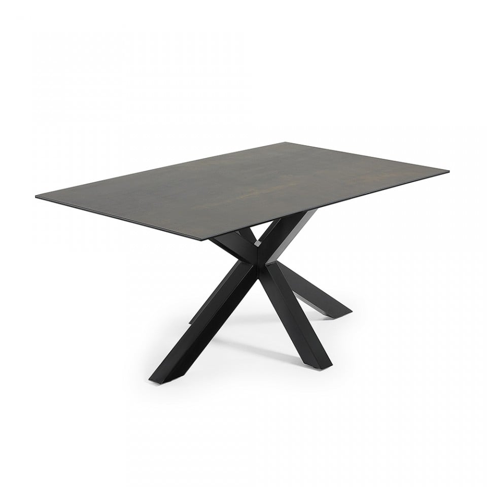 Masa dining neagra din metal 90x160 cm Argo Iron Moss Kave Home