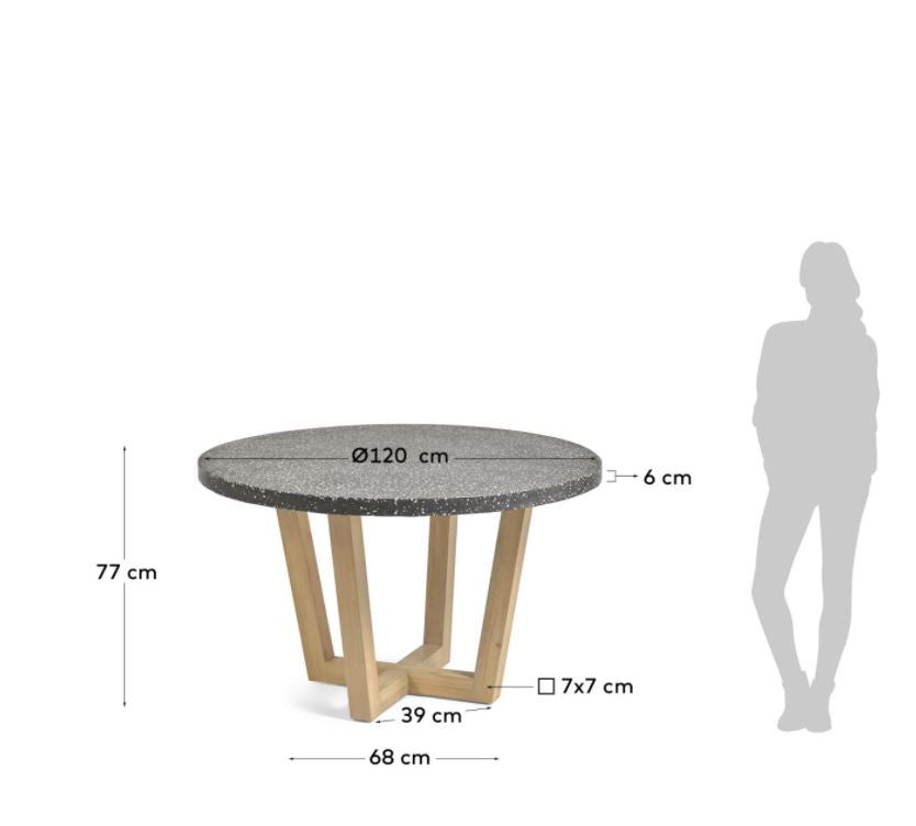 Masa dining neagra/maro din ciment 120 cm Shanelle Kave Home