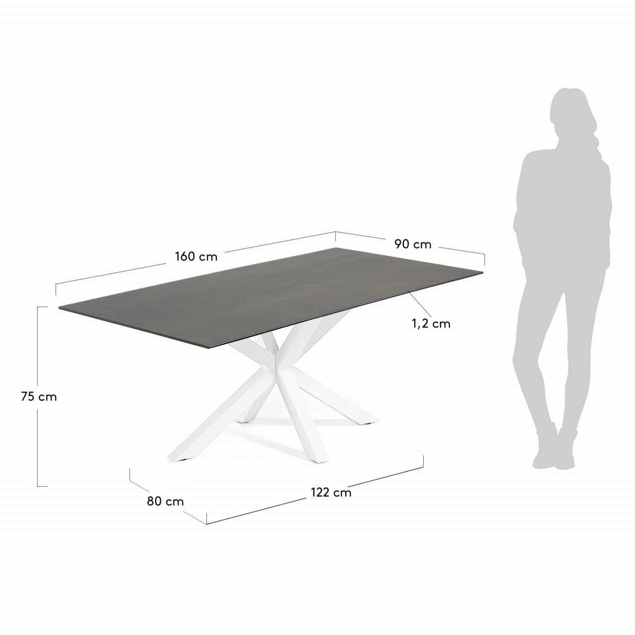 Masa dining neagra/maro din metal 90x160 cm Argo Kave Home