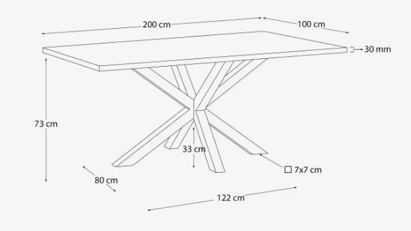 Masa dining neagra/maro din metal100x200 cm Argo Kave Home
