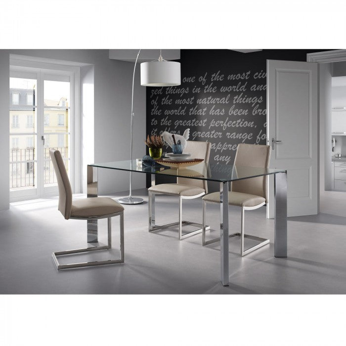 Masa dining transparenta din metal 90x140 cm Spot Kave Home