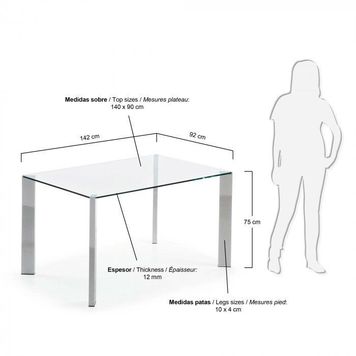 Masa dining transparenta din metal 90x140 cm Spot Kave Home