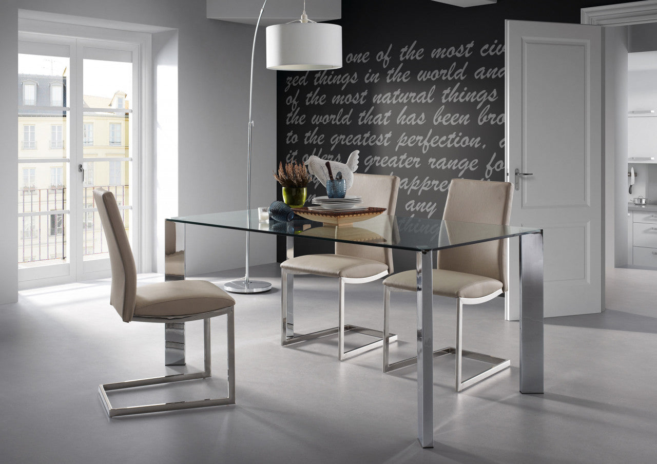 Masa dining transparenta din metal 90x140 cm Spot Kave Home