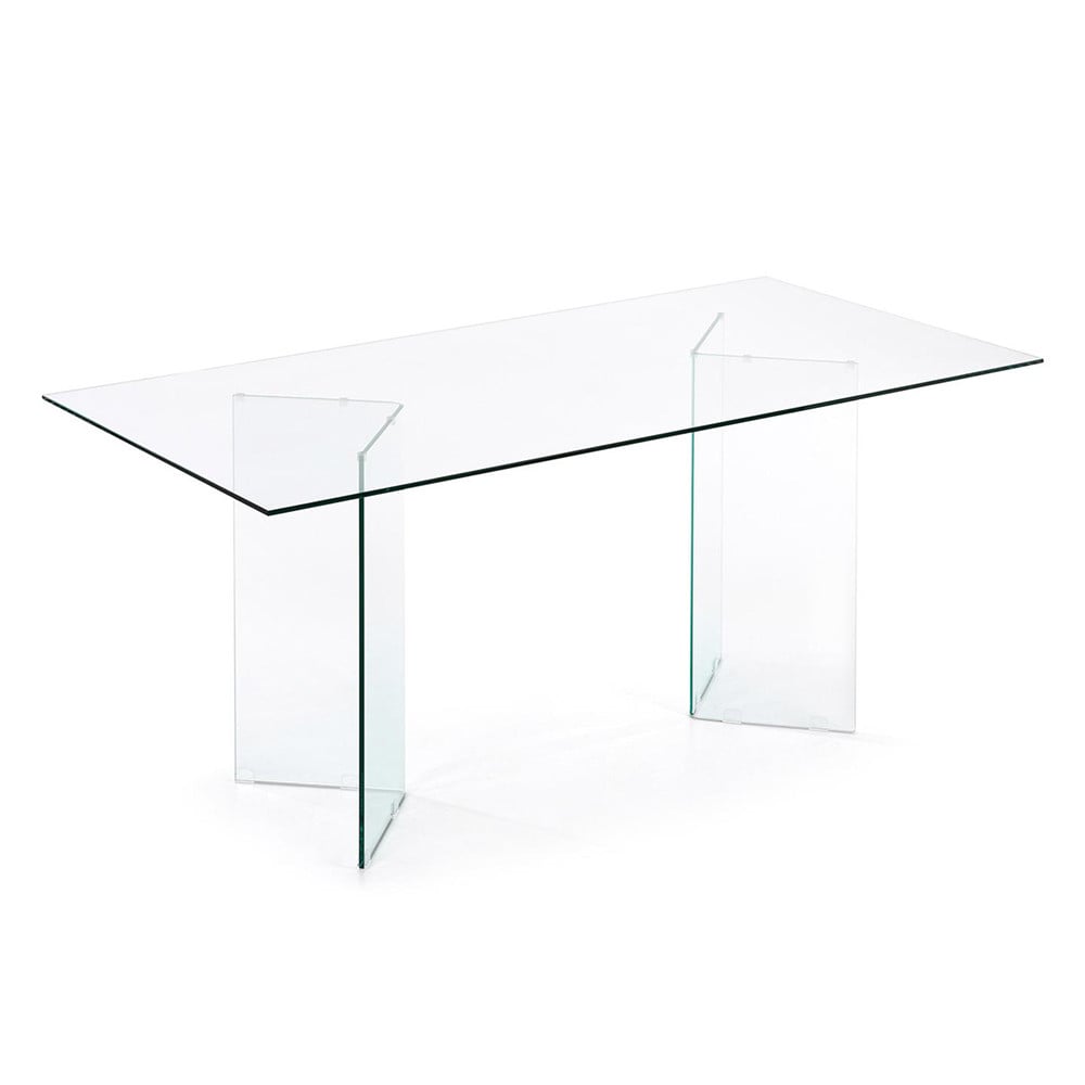 Masa dining transparenta din sticla 90x200 cm Burano Kave Home