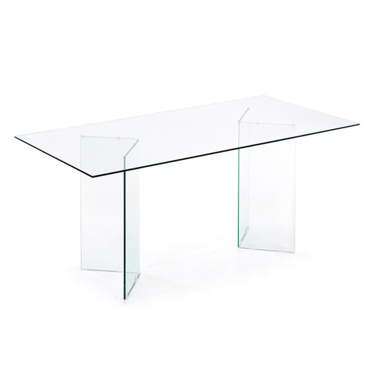 Masa dining transparenta din sticla 90x200 cm Burano Kave Home