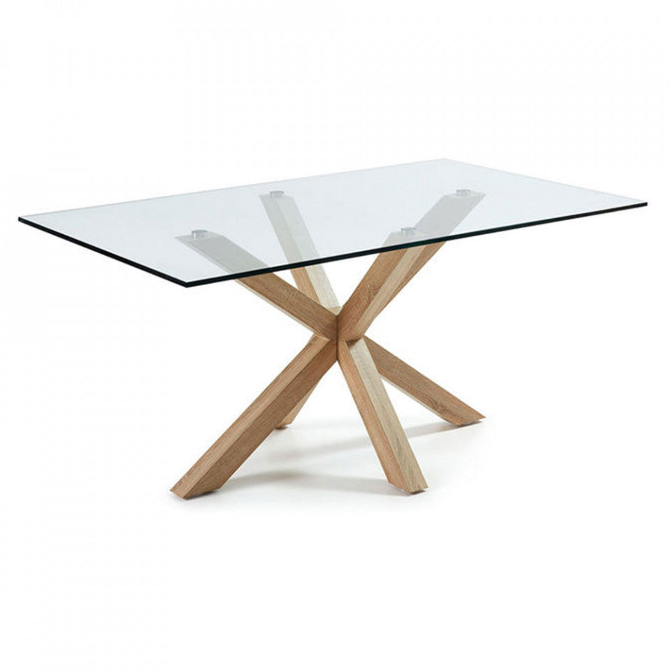 Masa dining transparenta/maro din metal 100x180 cm Argo Kave Home