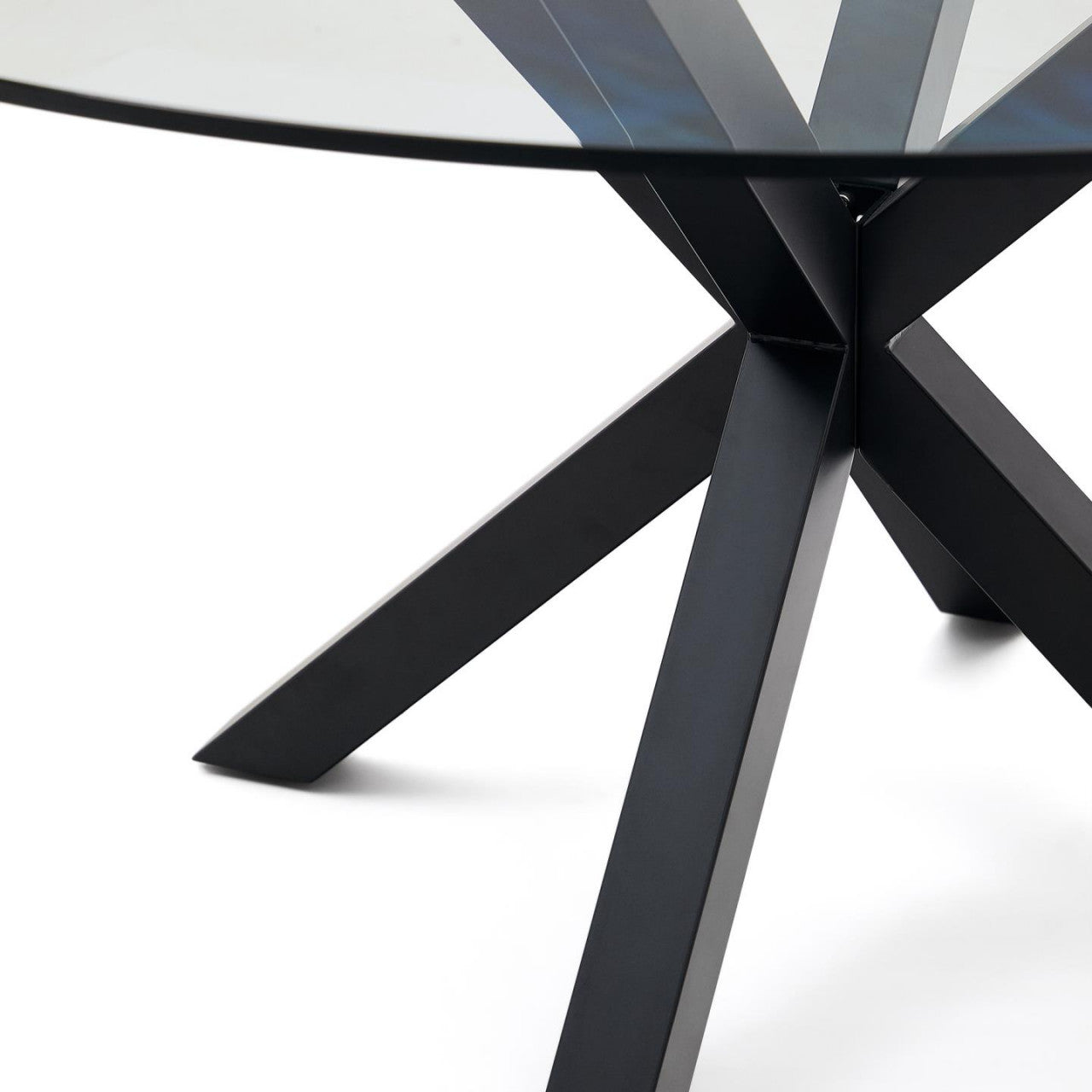 Masa dining transparenta/neagra din metal si sticla 150 cm Argo Kave Home