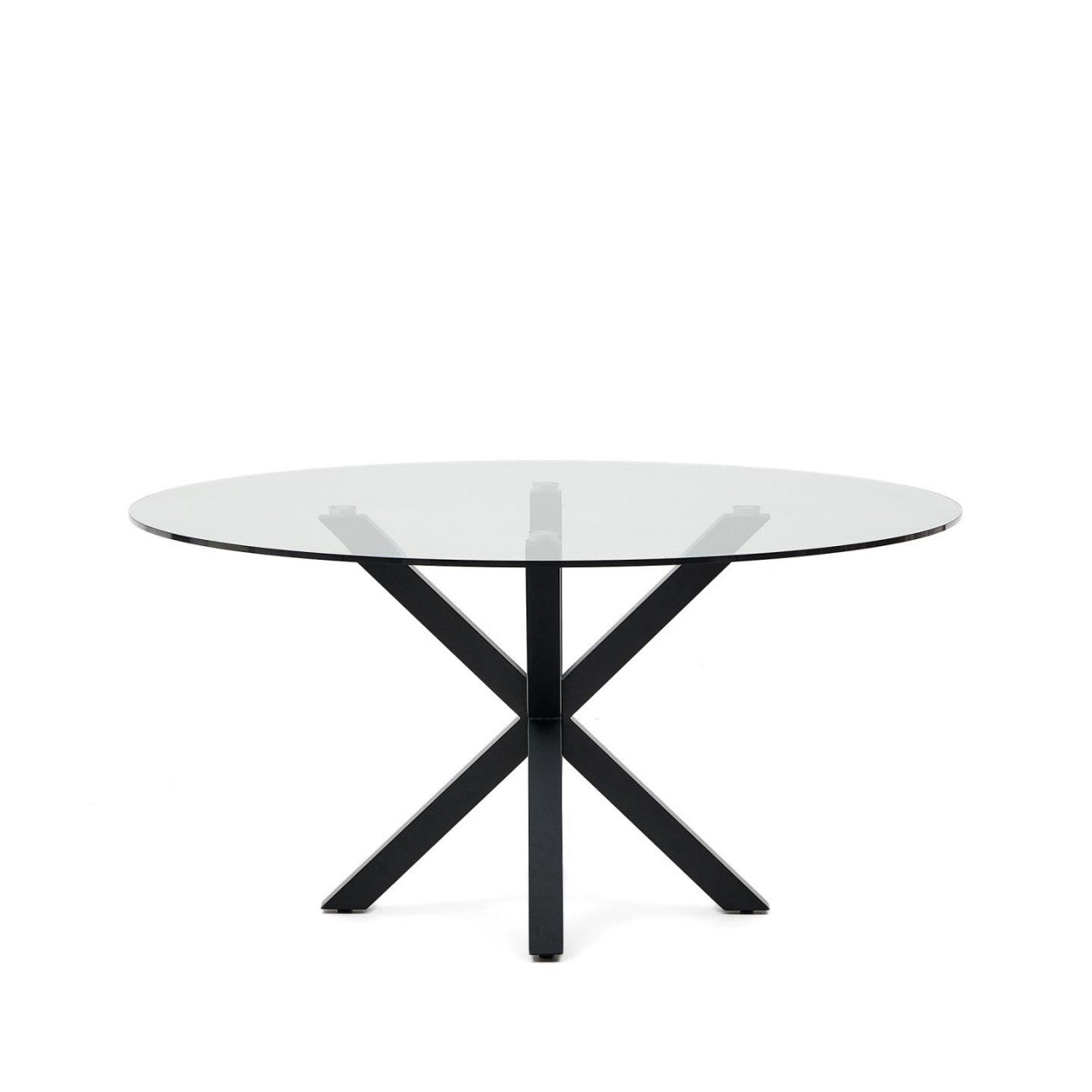 Masa dining transparenta/neagra din metal si sticla 150 cm Argo Kave Home