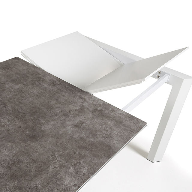 Masa extensibila alba din metal 80x120(180) cm Axis Vulcano Ash Kave Home