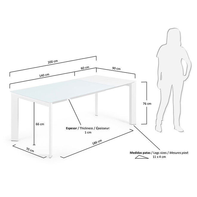 Masa extensibila alba din metal 90x140(200) cm Axis Kave Home