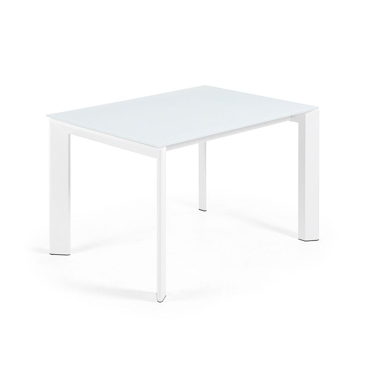 Masa extensibila alba din sticla si metal 80x120(180) cm Axis Kave Home
