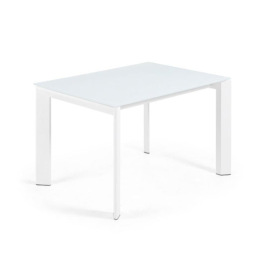 Masa extensibila alba din sticla si metal 80x120(180) cm Axis Kave Home