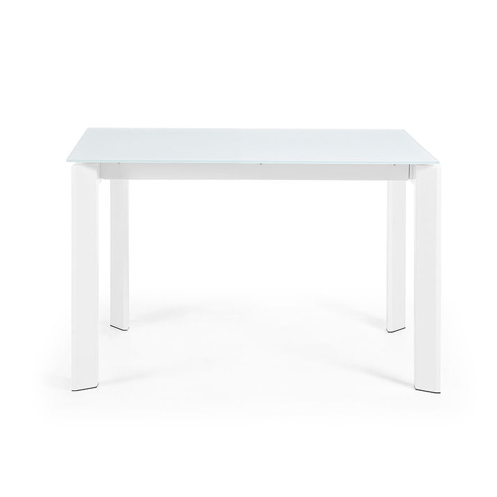 Masa extensibila alba din sticla si metal 80x120(180) cm Axis Kave Home
