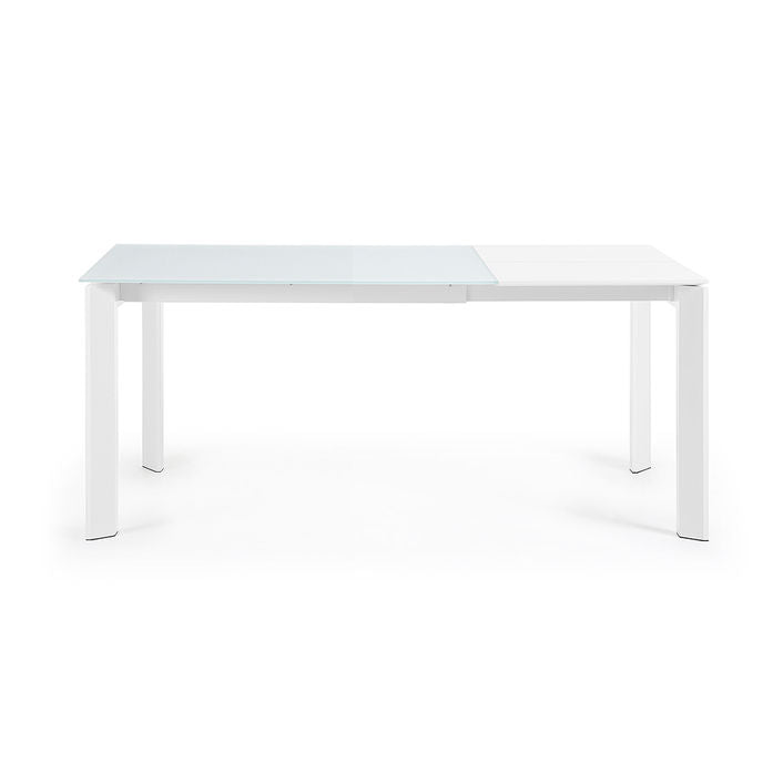 Masa extensibila alba din sticla si metal 80x120(180) cm Axis Kave Home