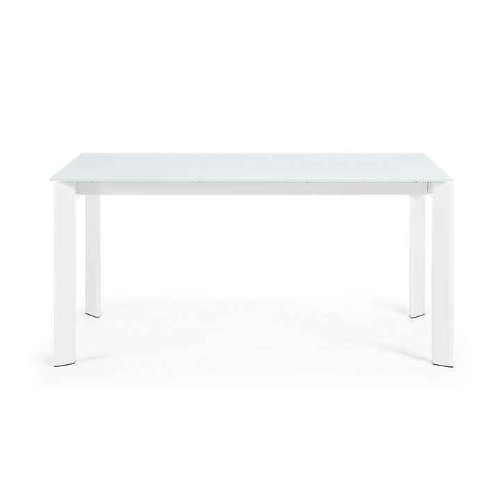 Masa extensibila alba din sticla si metal 90x160(220) cm Axis Kave Home