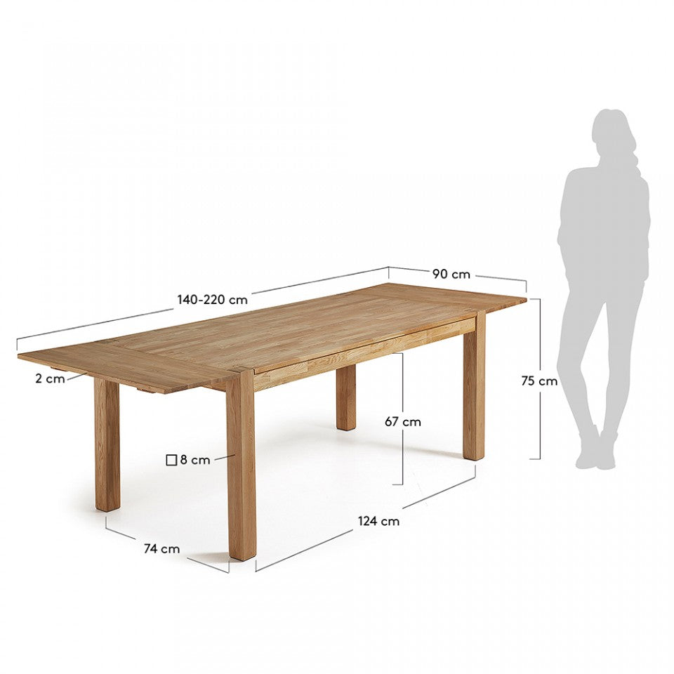 Masa extensibila maro din lemn 90x140(220) cm Isbel Kave Home