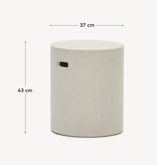Masa laterala exterior alba din ciment 37 cm Aiguablava Kave Home