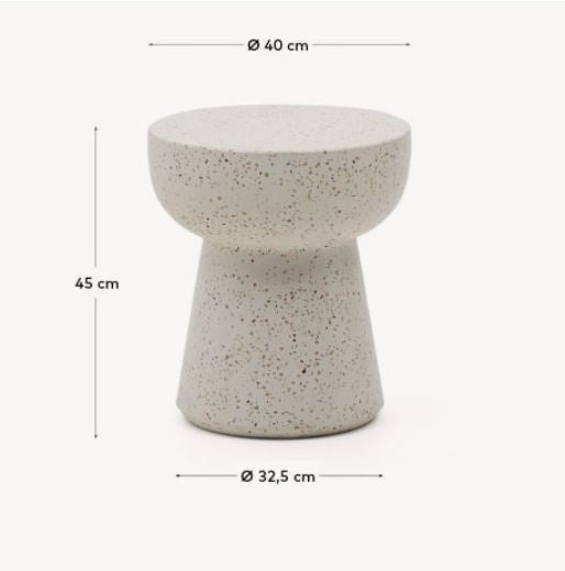 Masa laterala exterior alba din ciment 40 cm Pada Kave Home