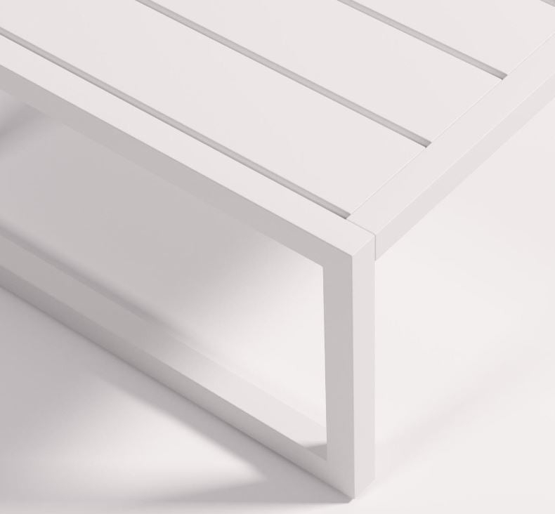 Masa laterala exterior alba din metal 60x114 cm Comova Kave Home