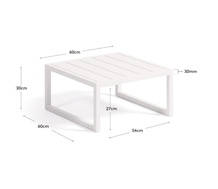 Masa laterala exterior alba din metal 60x60 cm Comova Kave Home
