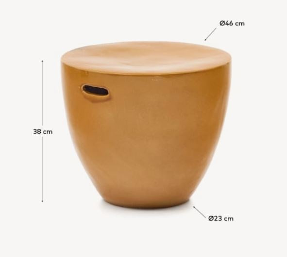 Masa laterala exterior galben mustar din ciment 46 cm Mesquida Kave Home
