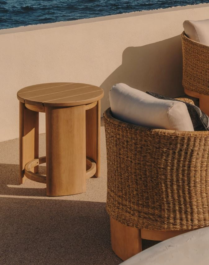 Masa laterala exterior maro din lemn 56 cm Xoriguer Kave Home