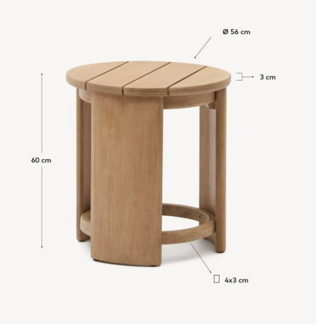 Masa laterala exterior maro din lemn 56 cm Xoriguer Kave Home