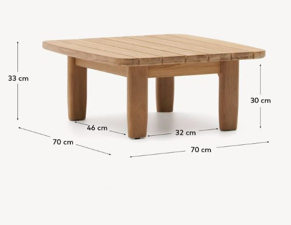 Masa laterala exterior maro din lemn 70x70 cm Tirant Kave Home