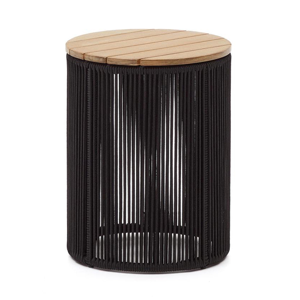 Masa laterala exterior maro/neagra din lemn 40 cm Dandara Kave Home